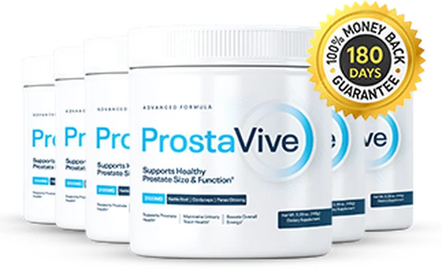 Six ProstaVive tubs with the 180 days money back guarantee seal, the 180-day best value package